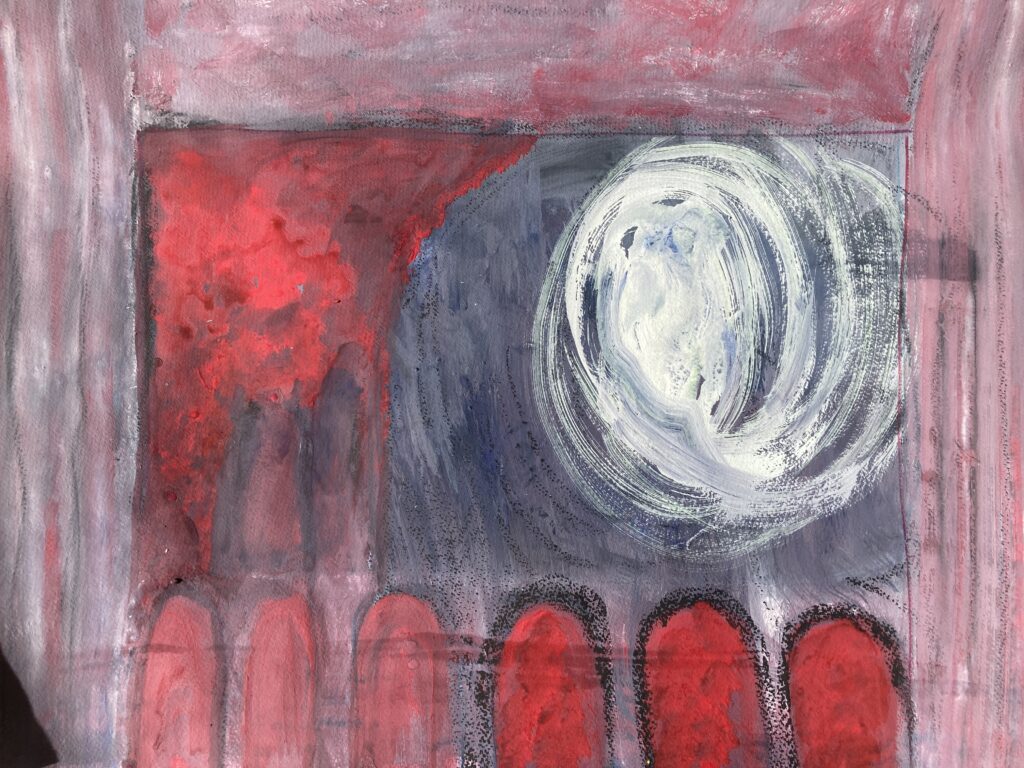 Curtains in the Wind VII is a painting by Sramana Mitra from 2023 in Watercolor, Ink, Pastel on 12  x 18 Paper